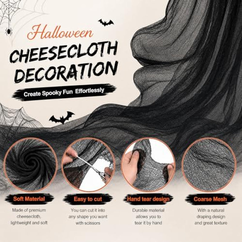 Halloween Creepy Cloth 400x80in Black Gauze Yard Decoration – image 3