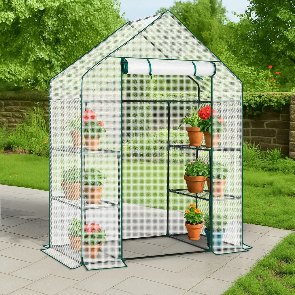 Mini Walk-In Greenhouse with PE Cover & 4 Shelves, 56x29x77 in – image 14