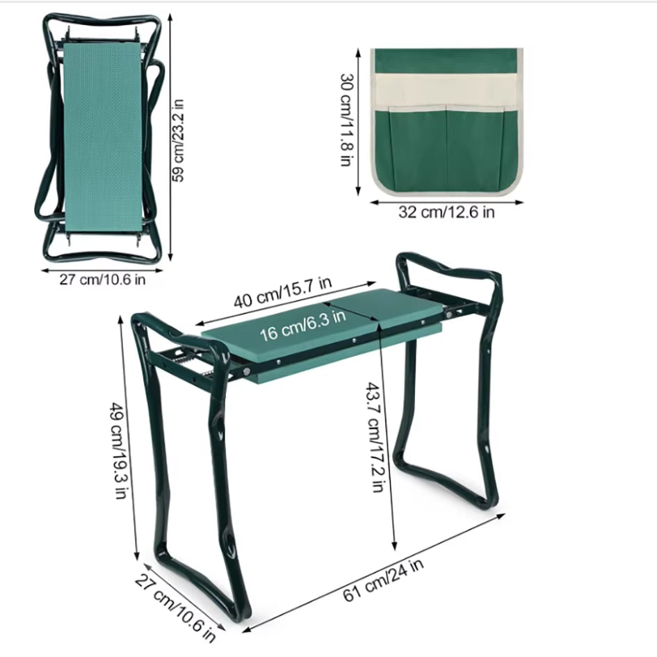Garden Kneeler and Seat - Folding Bench with EVA Pad and Tool Pouch – image 3