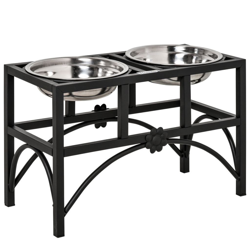 17" Double Stainless Steel Elevated Dog Bowl Feeding Station