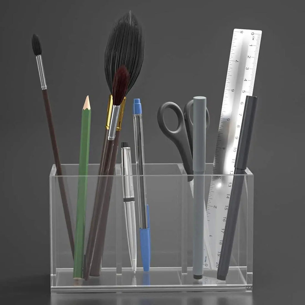 Clear Acrylic Makeup Brush Holder - 3-Slot Vanity & Drawer Organizer – image 4