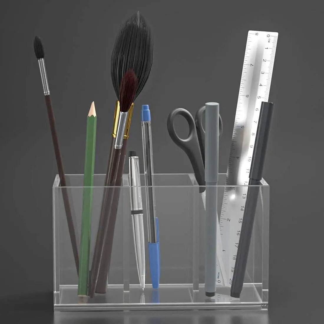 Clear Acrylic Makeup Brush Holder - 3-Slot Vanity & Drawer Organizer – image 4