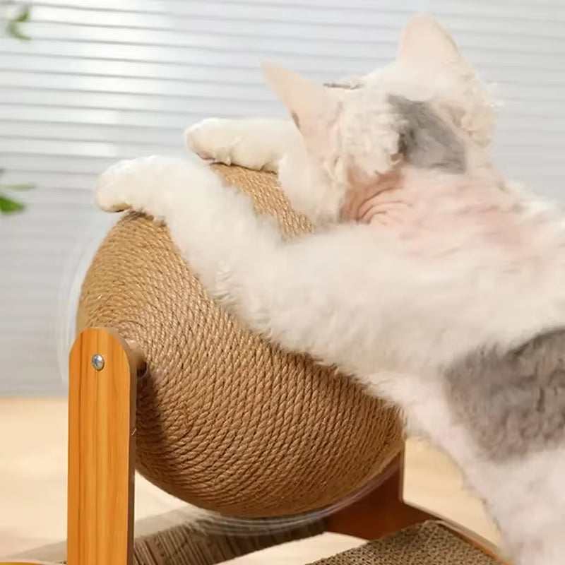 Cat Scratching Ball, Wooden Sisal Scratcher with Play Ball – image 7