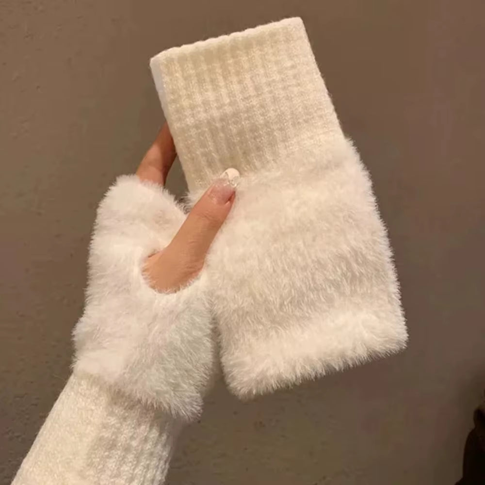 Fingerless Gloves for Women - Plush Knit Winter Wrist Warmers – image 2