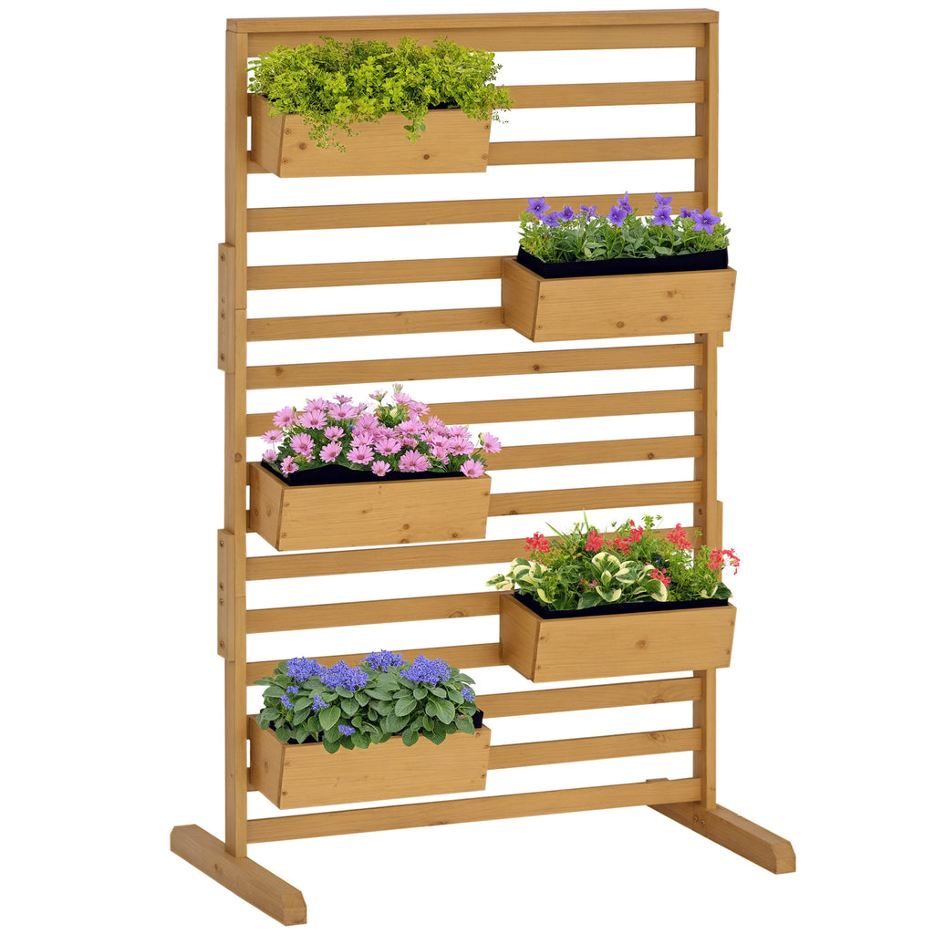 Wooden Trellis Plant Stand with 5 Planter Boxes, Freestanding – image 1