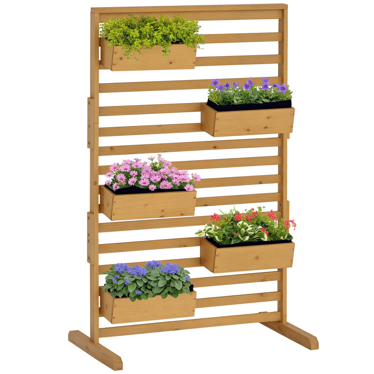 Wooden Trellis Plant Stand with 5 Planter Boxes, Freestanding – image 1