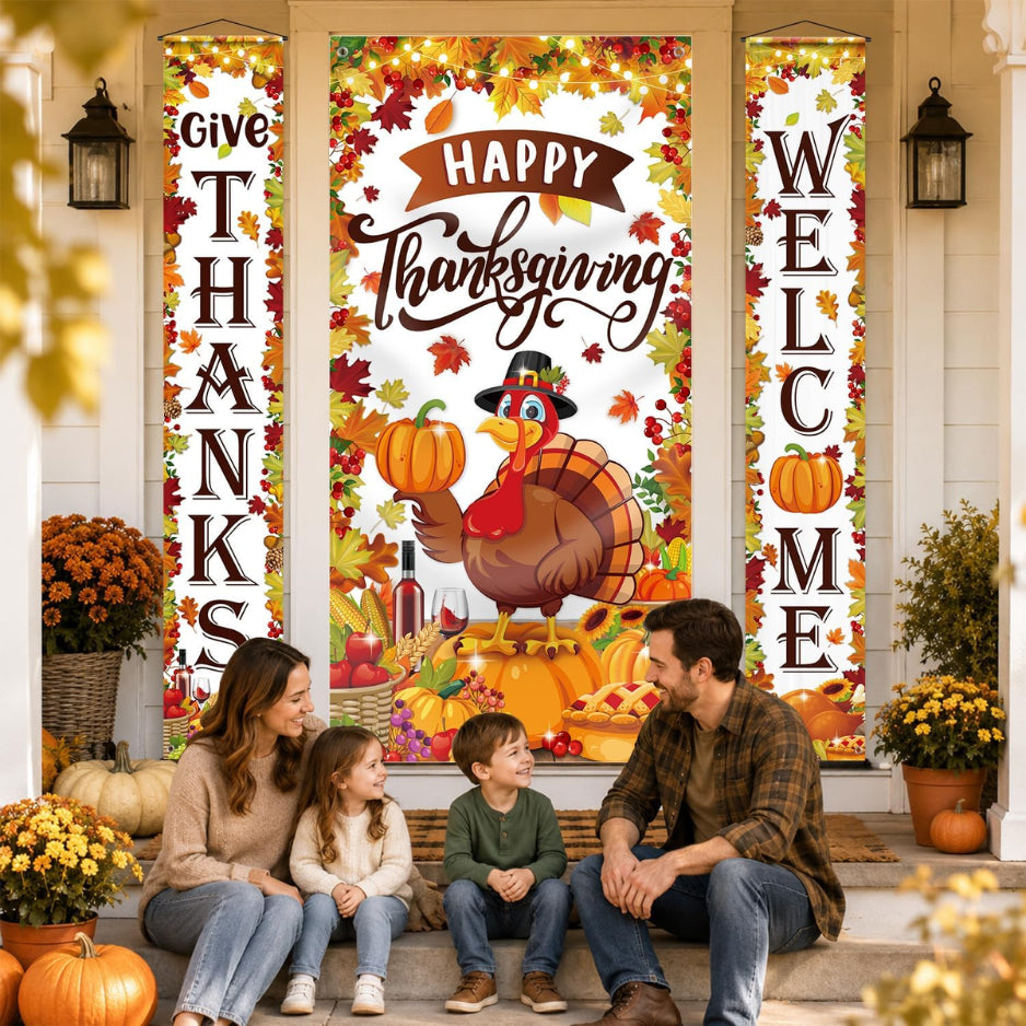 Happy Thanksgiving Door Cover and Porch Banner Set, 3 Pieces – image 5