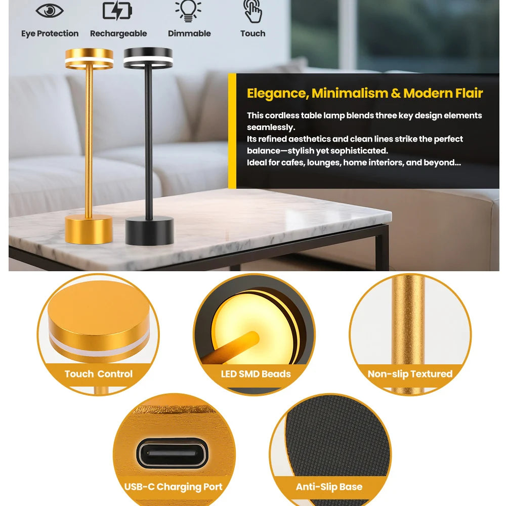 Cordless Table Lamp, Rechargeable 5000mAh LED Touch Lamp – image 3