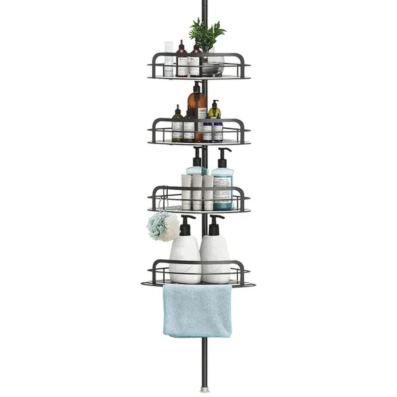 Shower Caddy, Corner Tension Pole with 4 Adjustable Shelves – image 2