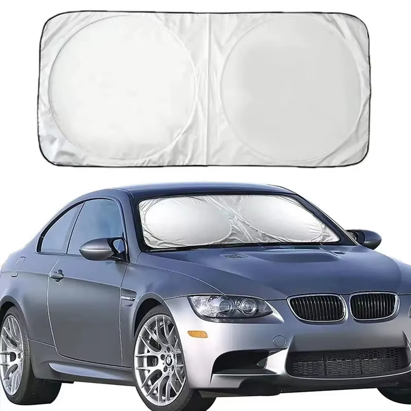 Windshield Sun Shade, Reflective Foldable Cover with Storage Bag – image 2