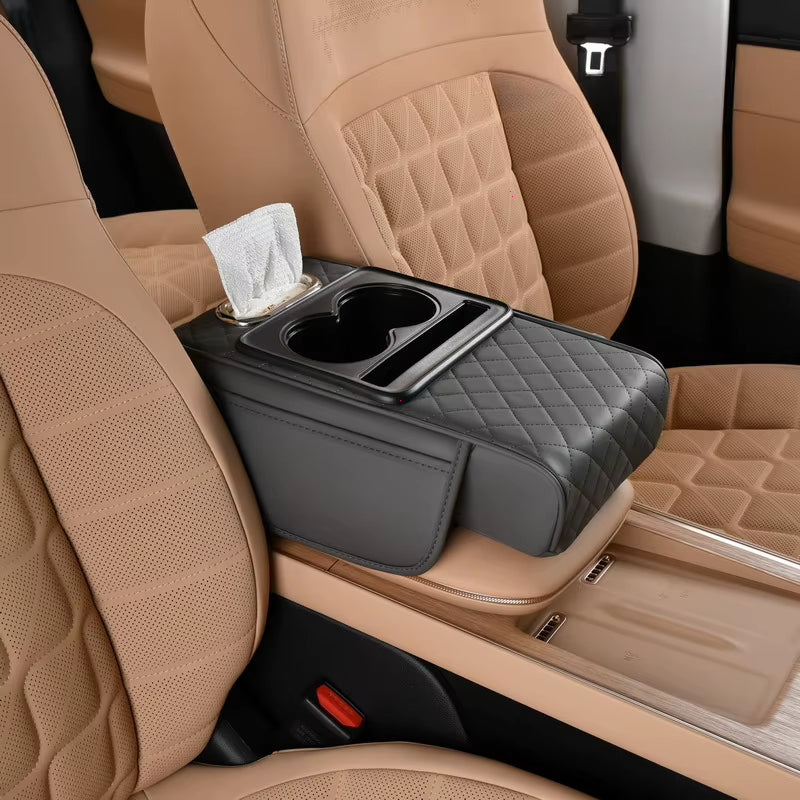Car Armrest Cushion Riser with Storage Pockets and Tissue Holder – image 12