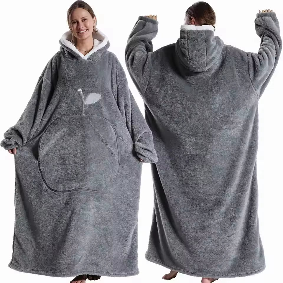 Extra Long Wearable Hooded Blanket with Sleeves