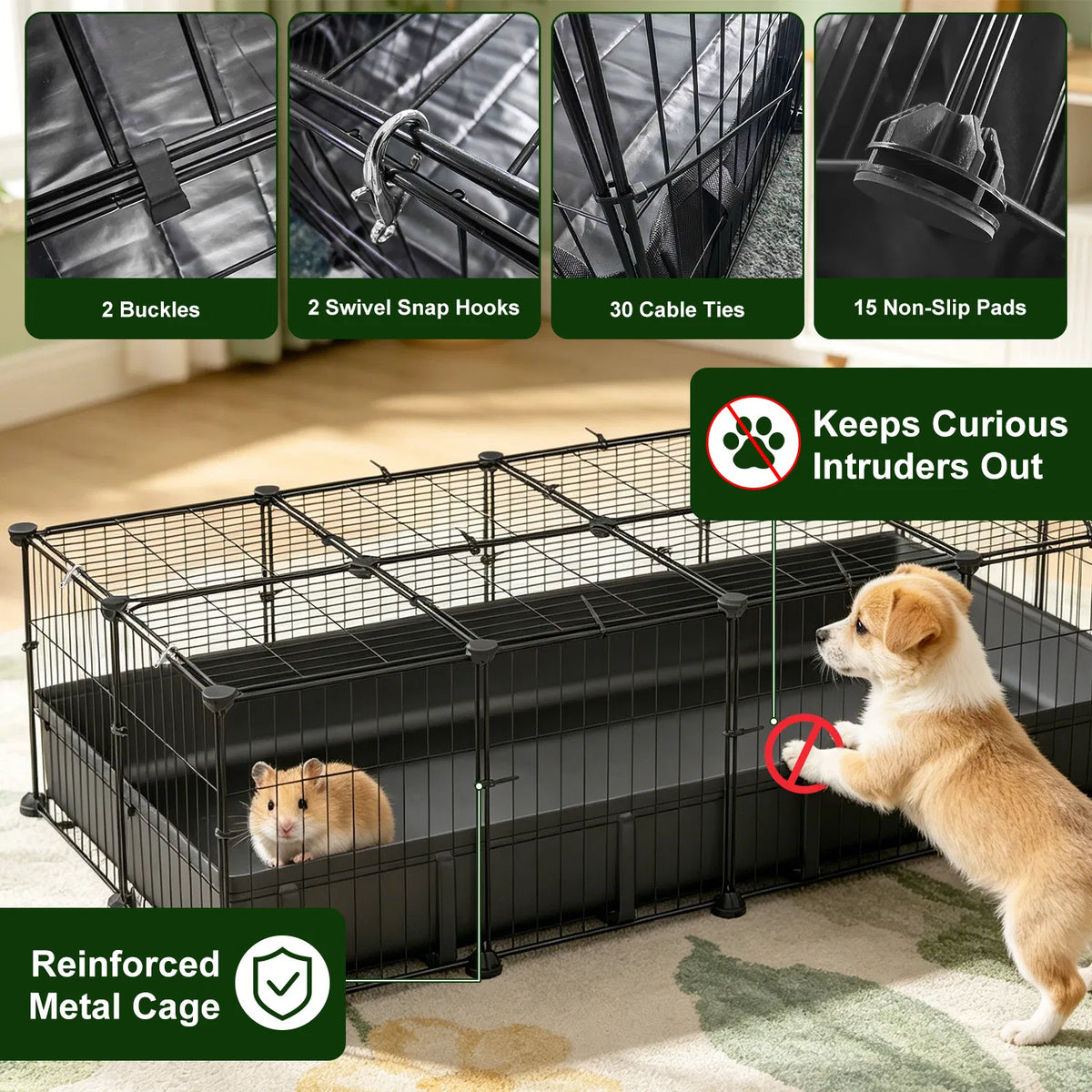 Guinea Pig Cage, 20-Panel DIY Small Animal Playpen with Floor Mat – image 3