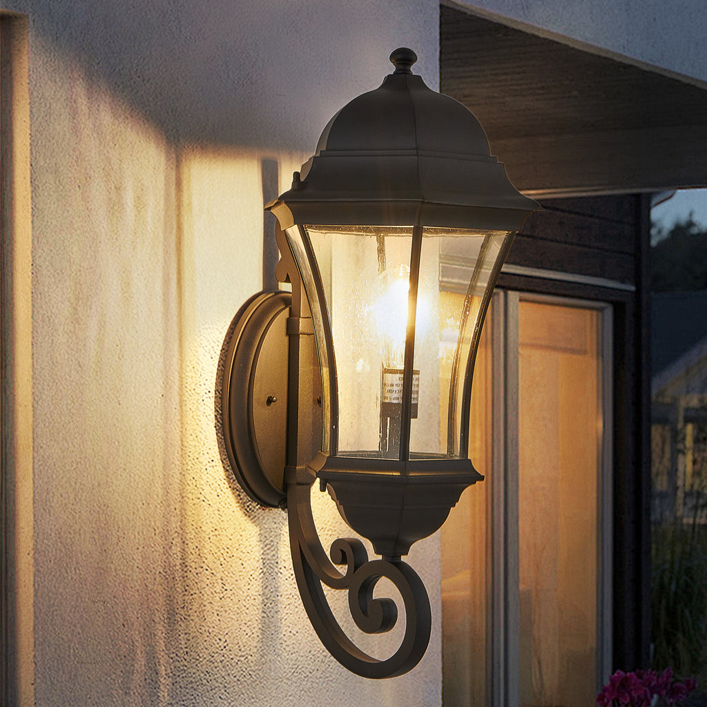27 in Vintage Outdoor Wall Lantern with Dusk to Dawn Sensor
