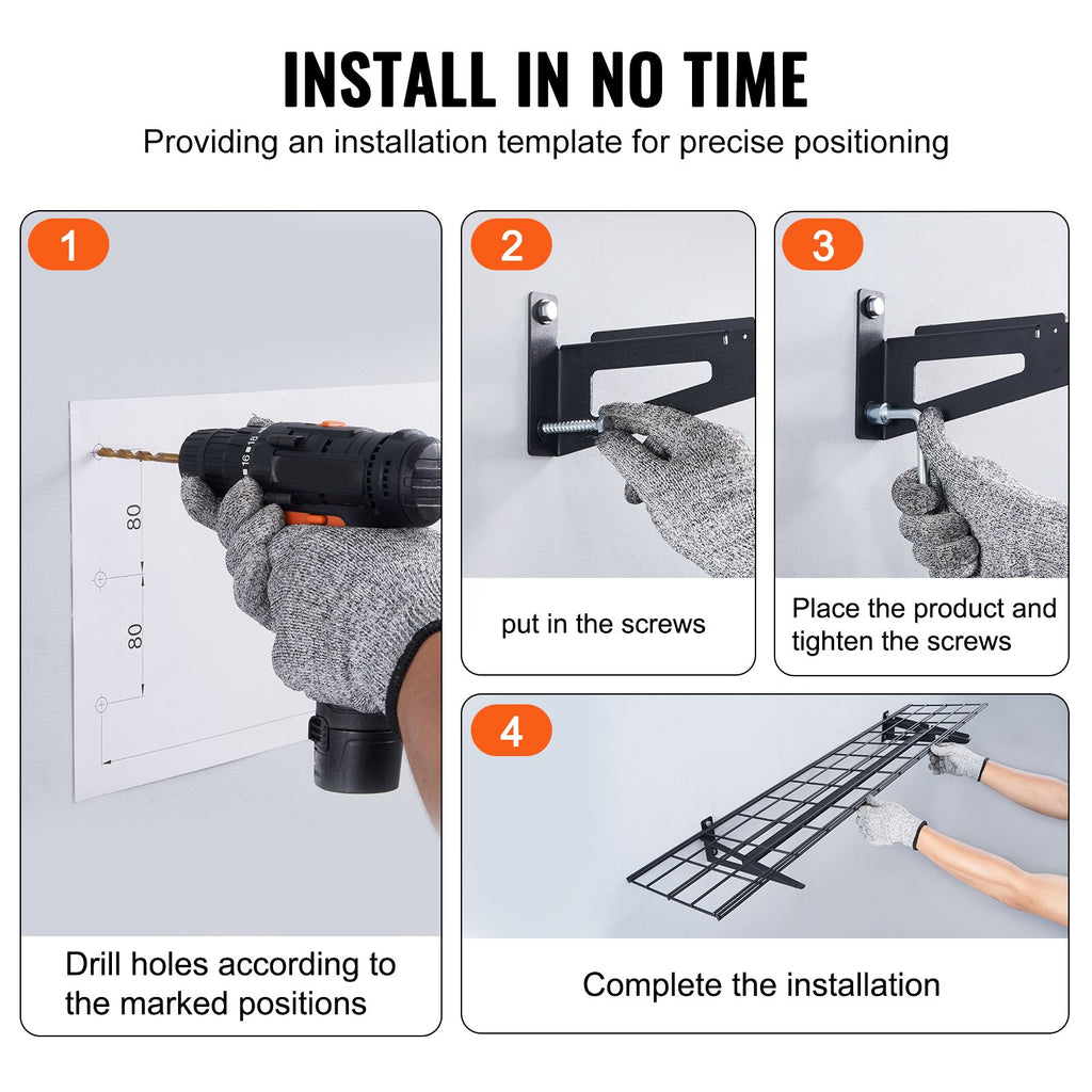 Wall Mounted Garage Shelves 2-Pack, 4 x 1 ft Steel, 400 lb Total – image 4