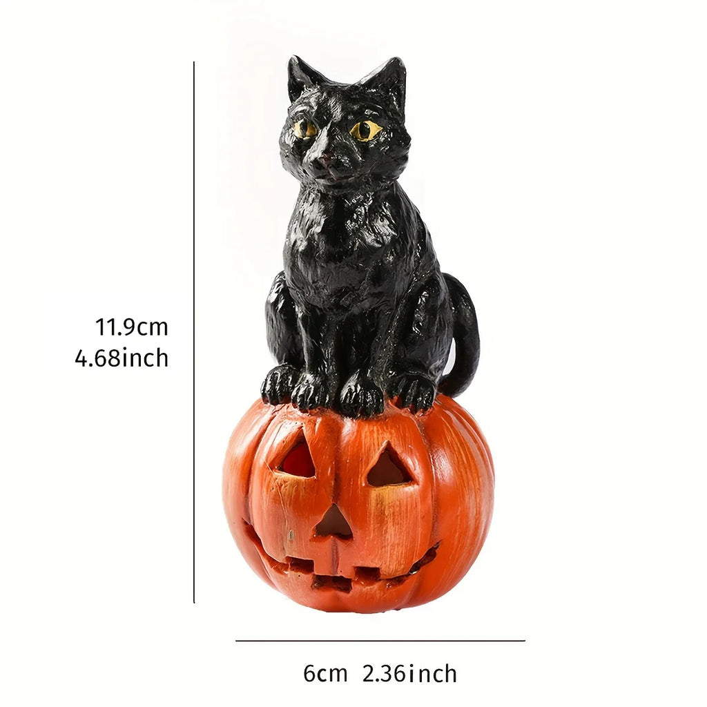 Black Cat Figurine – Resin Halloween Decor Ornament – image 7