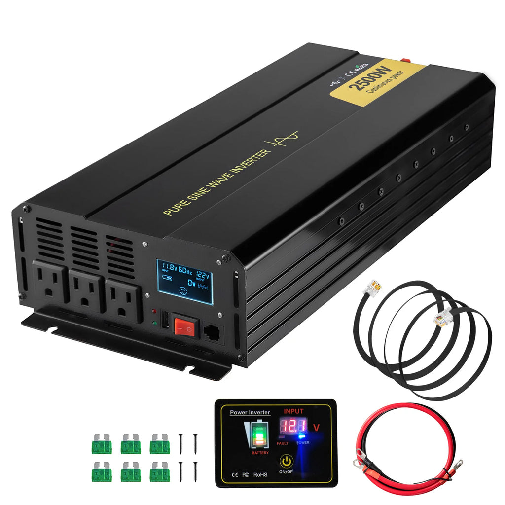 Pure Sine Wave Power Inverter 2500W – 12V DC to 120V AC with Remote – image 11