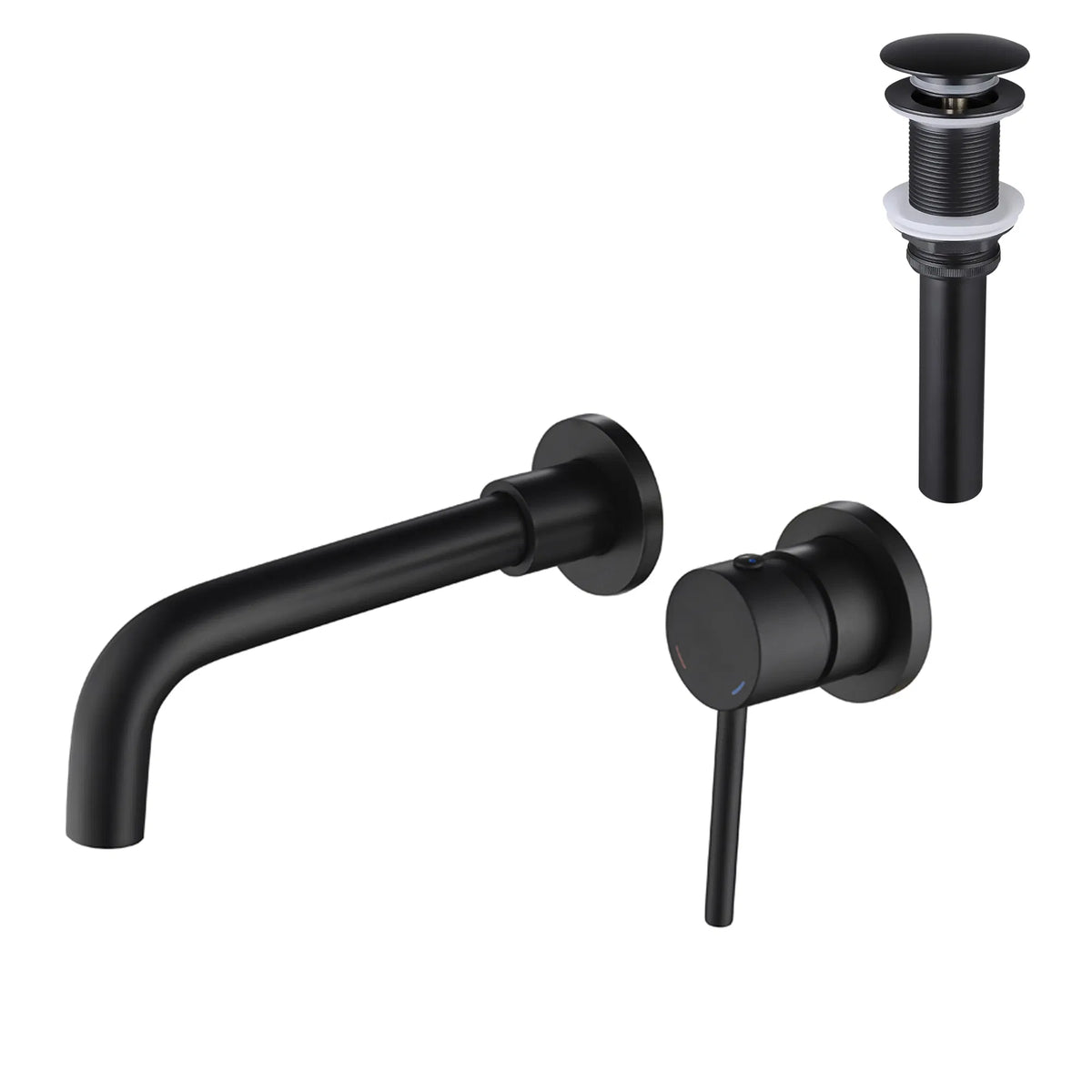 Wall Mounted Bathroom Sink Faucet, Single Handle with Pop-Up Drain – image 2