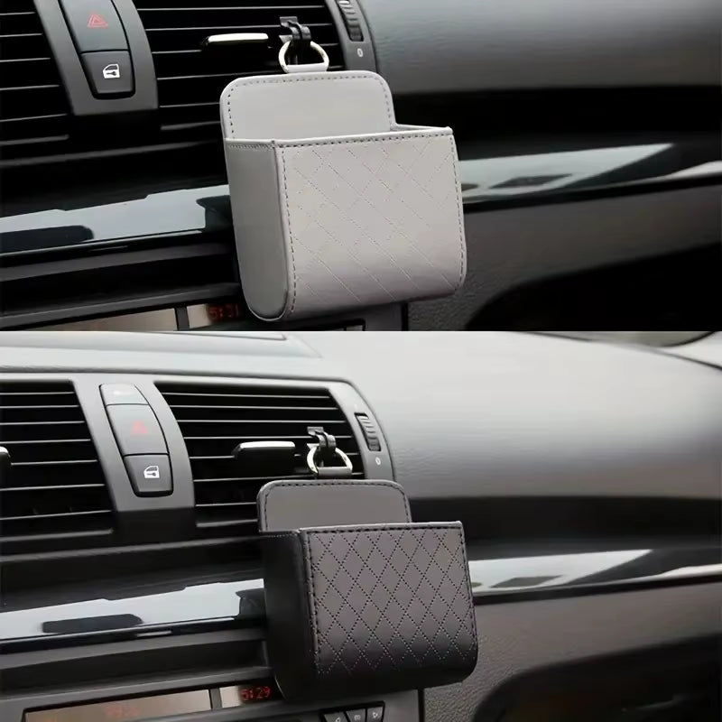 PU Leather Air Vent Organizer for Glasses & Phone