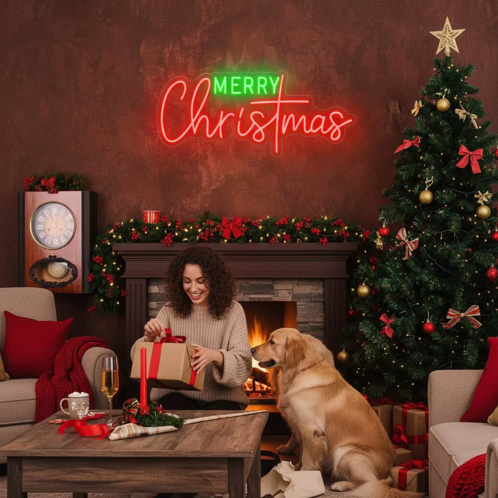 Merry Christmas Neon Sign, USB LED Wall Decor 16.5 x 6.7 in – image 4