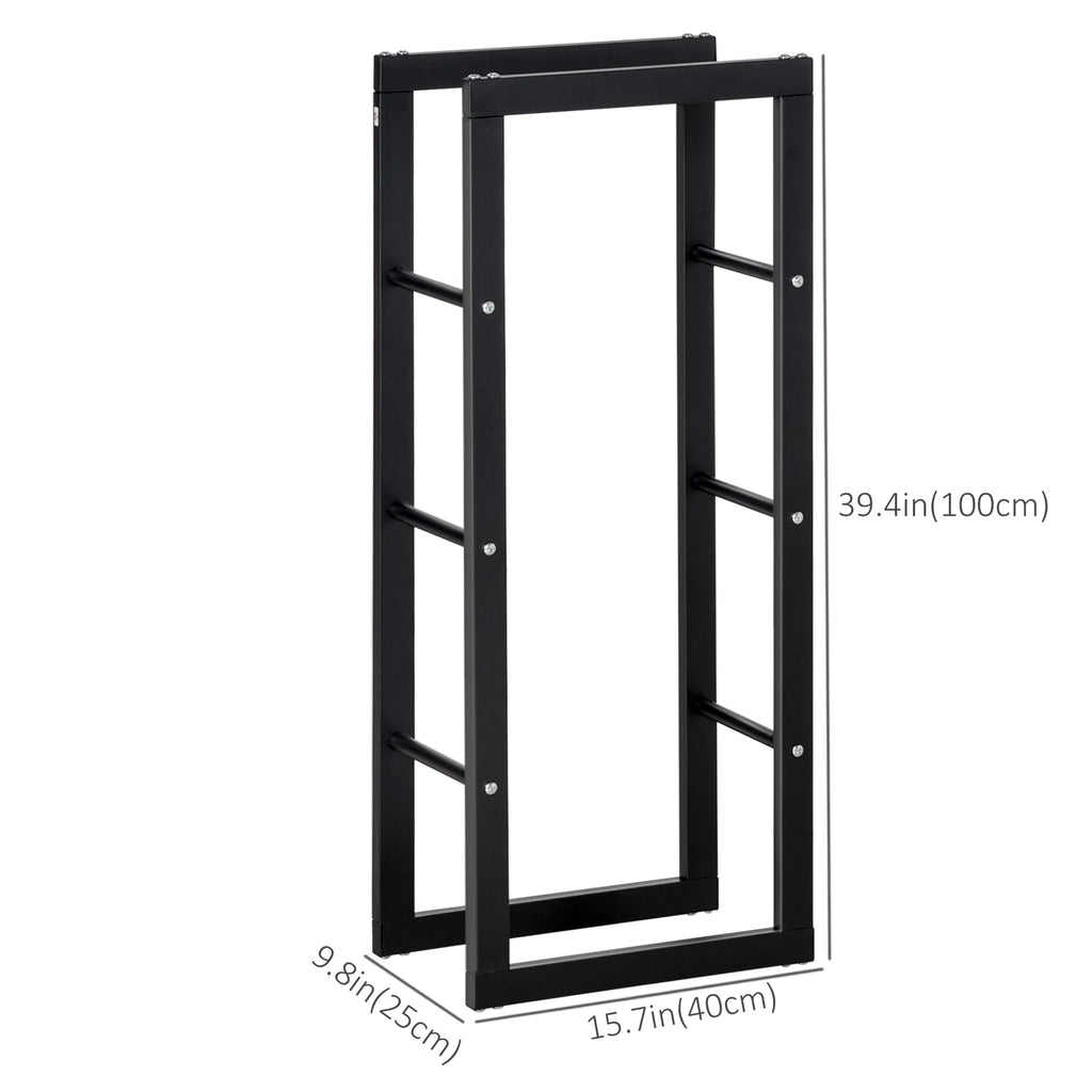 Tall Vertical Firewood Rack with Handles, 220 lb Steel Log Holder – image 3