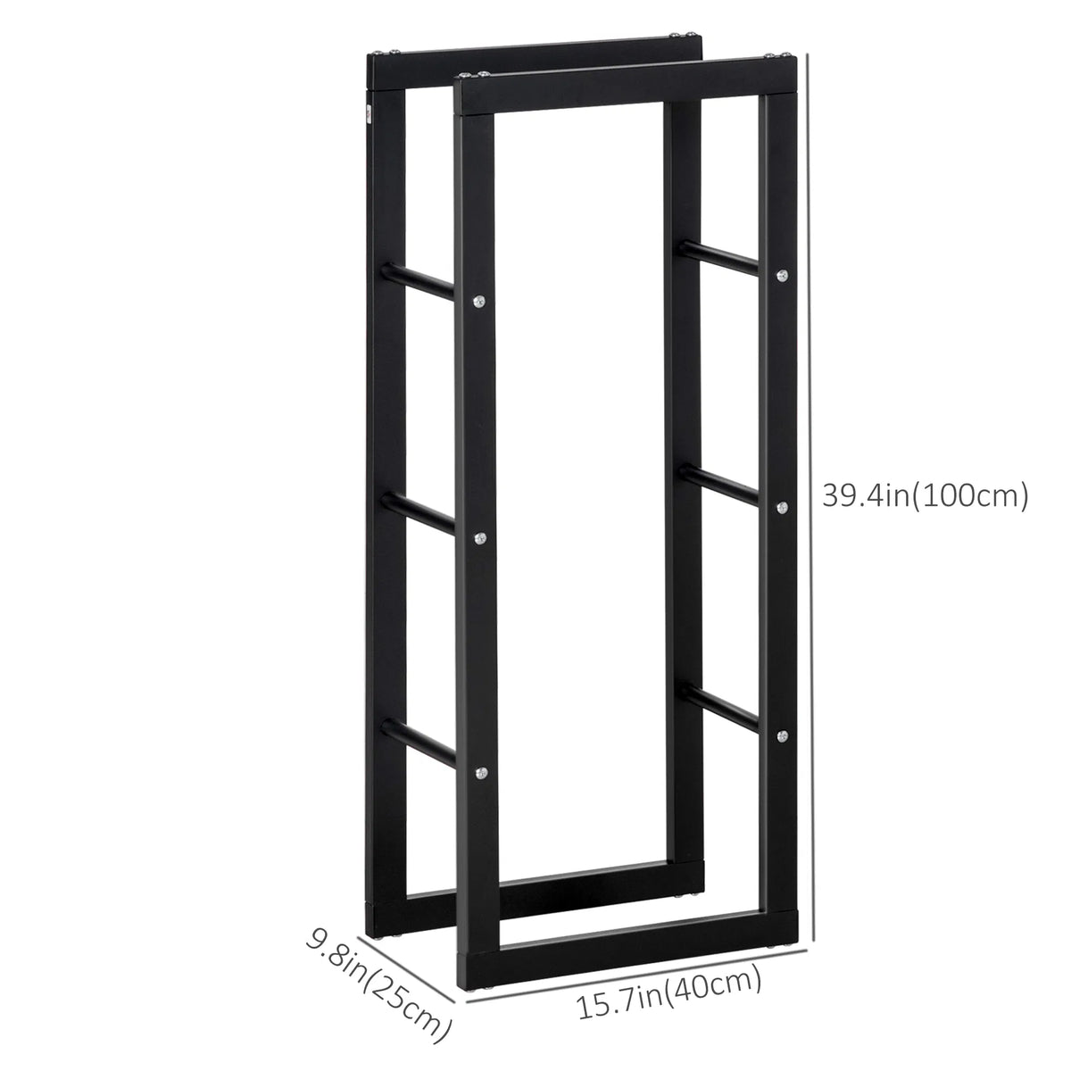 Tall Vertical Firewood Rack with Handles, 220 lb Steel Log Holder – image 3