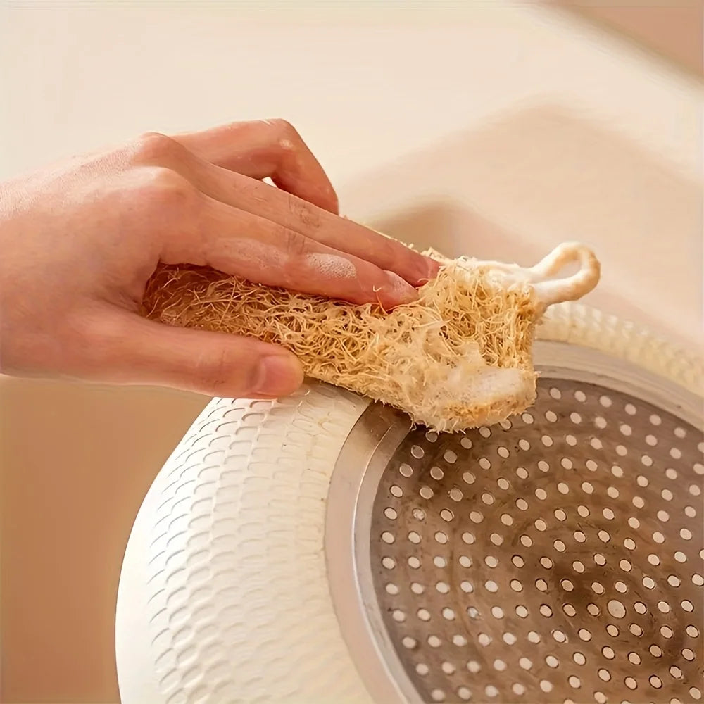 Natural Loofah Dish Scrubbers - Plant-Based Kitchen Sponge Pads for Pots & Pans