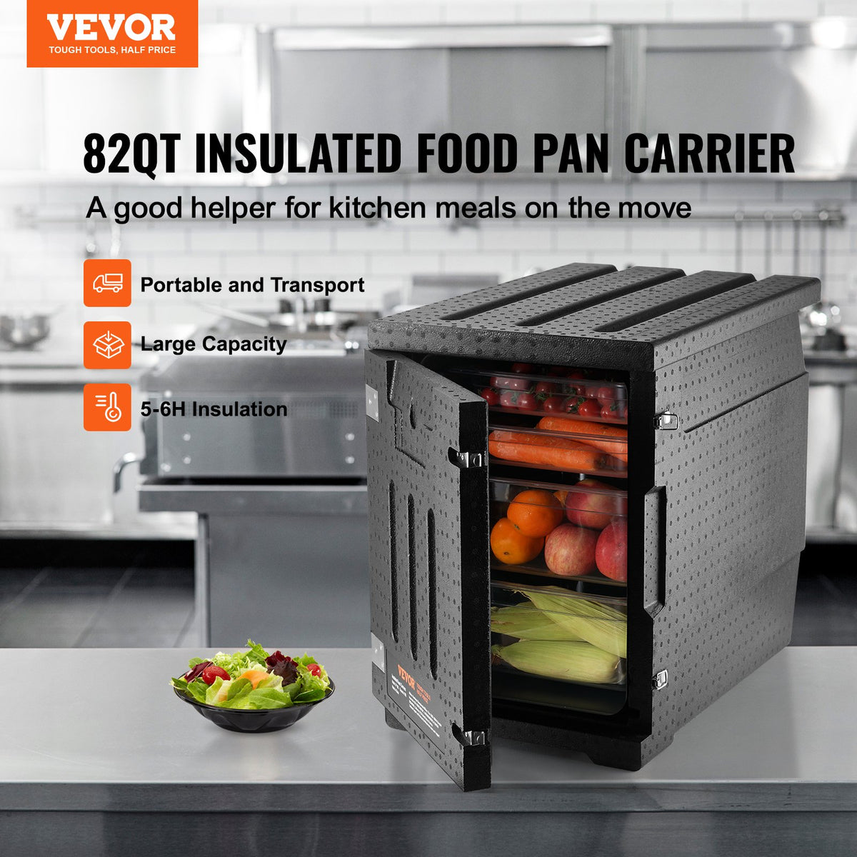 Insulated Food Pan Carrier 82 Qt, Front Loading Catering Hot Box – image 3