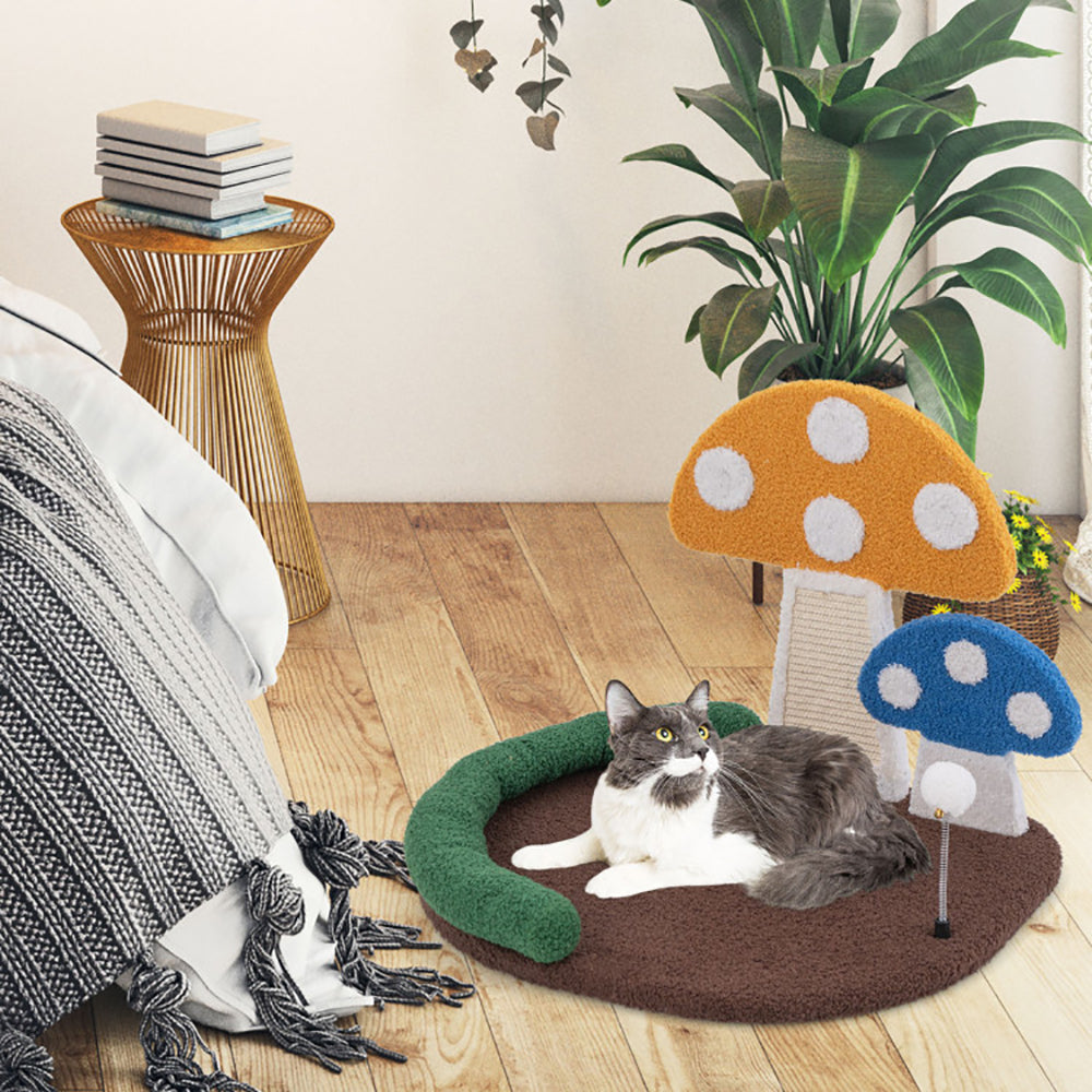 Mushroom Cat Bed with Sisal Scratching Panel Wide Lounger – image 5