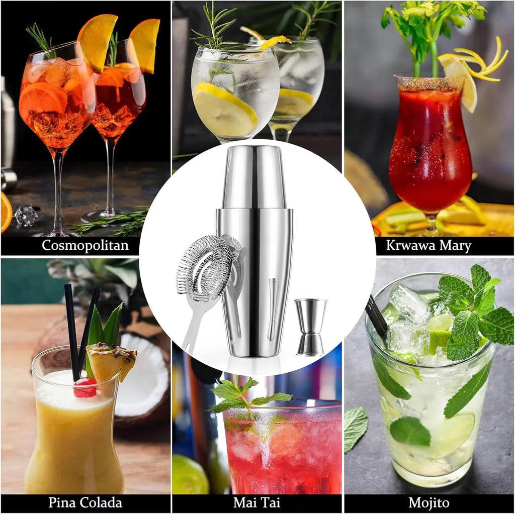 Cocktail Shaker Set, Stainless Steel Boston Shaker Bar Kit – image 7