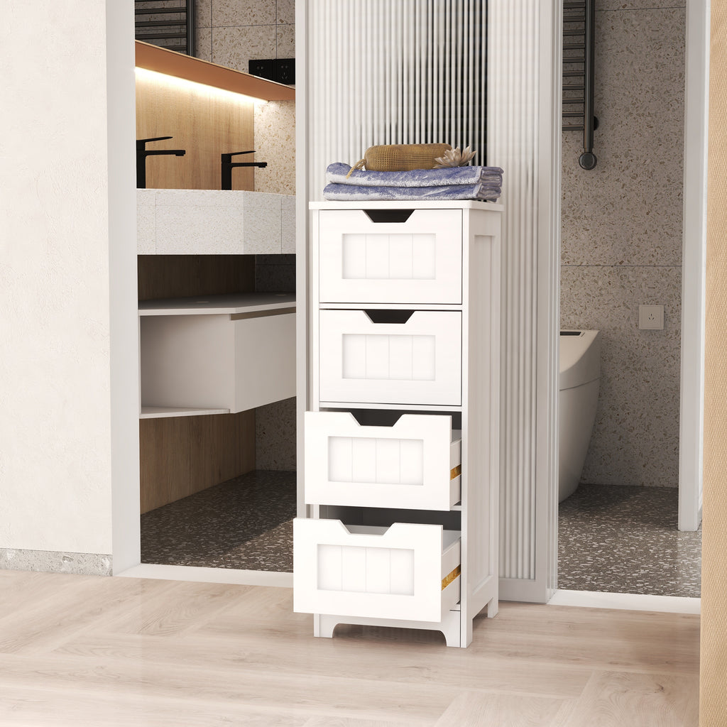 Freestanding 4-Drawer Storage Cabinet, Slim White Tower – image 4