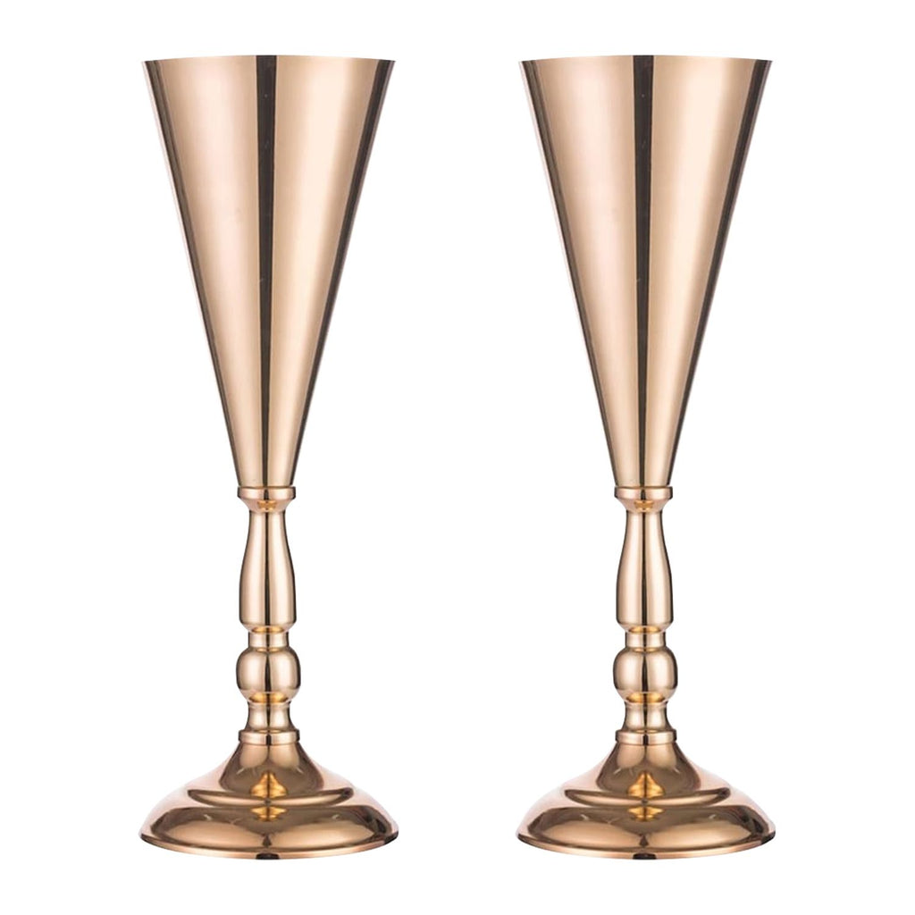 Gold Metal Trumpet Vase Centerpieces Set of 10, 14 in Tall – image 11