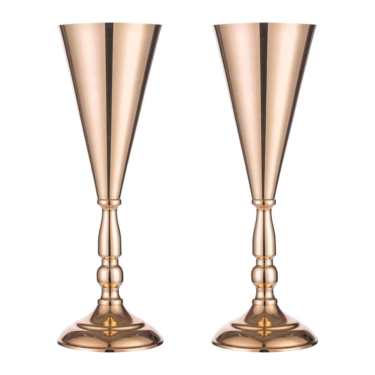 Gold Metal Trumpet Vase Centerpieces Set of 10, 14 in Tall – image 11