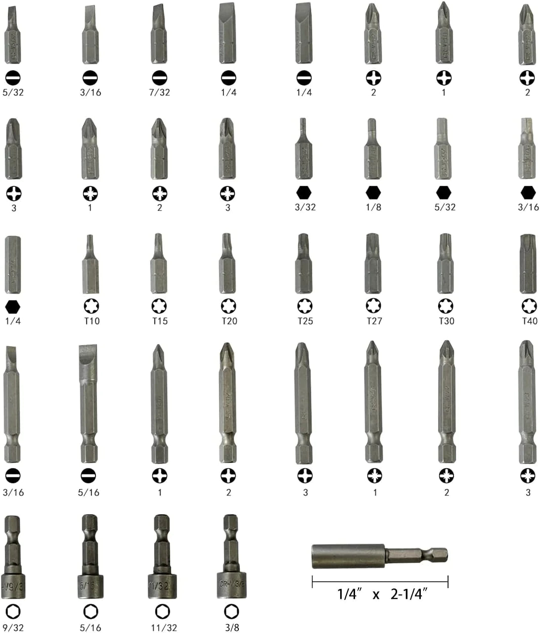 Impact Screwdriver Bit Set – 37 Pc Magnetic Nut Driver – image 2