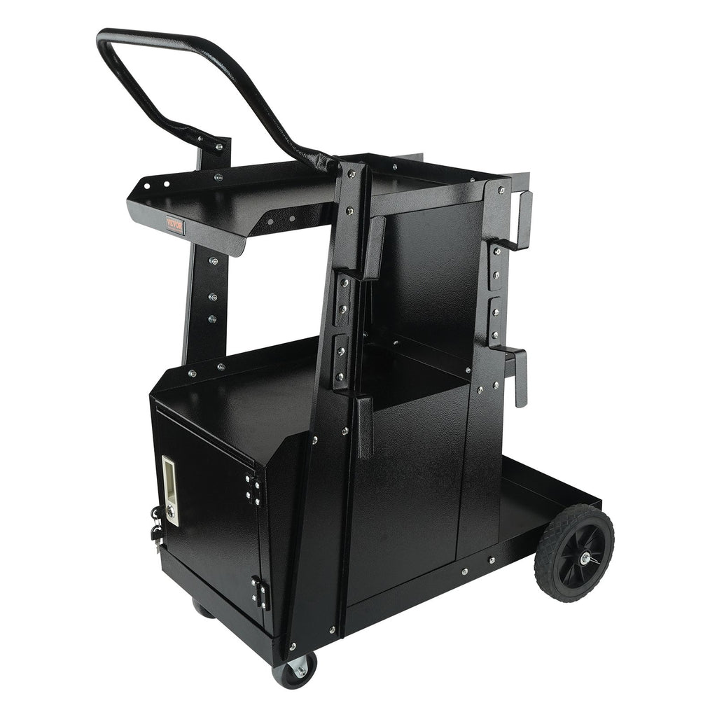 Welding Cart 2-Tier with Lockable Cabinet, 265 Lb, Swivel Wheels