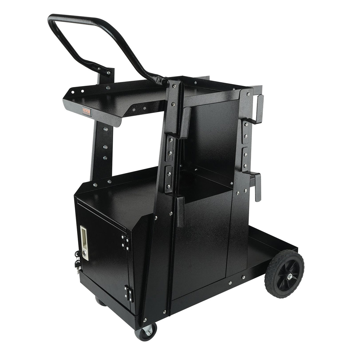 Welding Cart 2-Tier with Lockable Cabinet, 265 Lb, Swivel Wheels