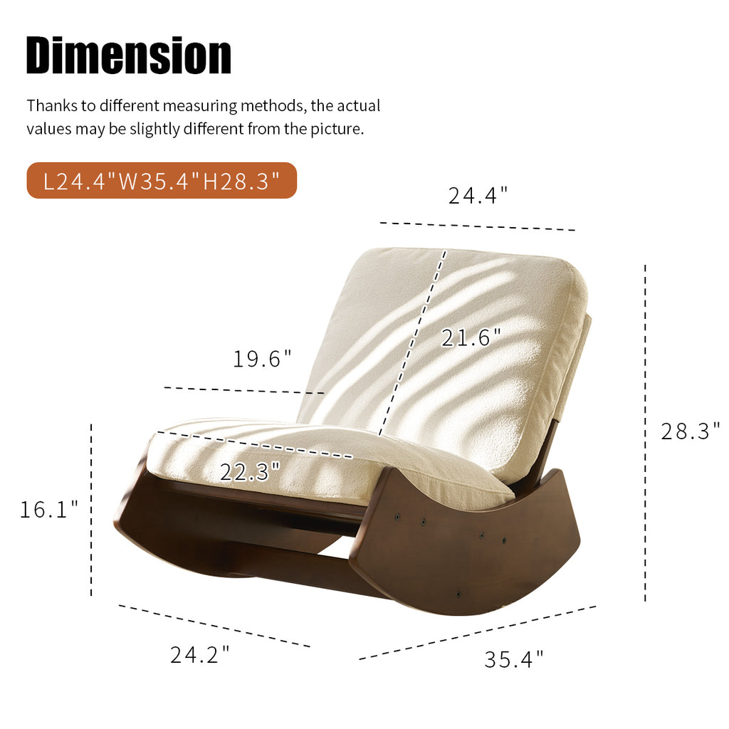 Corduroy Upholstered Glider Rocking Chair with Solid Wood Frame – image 6