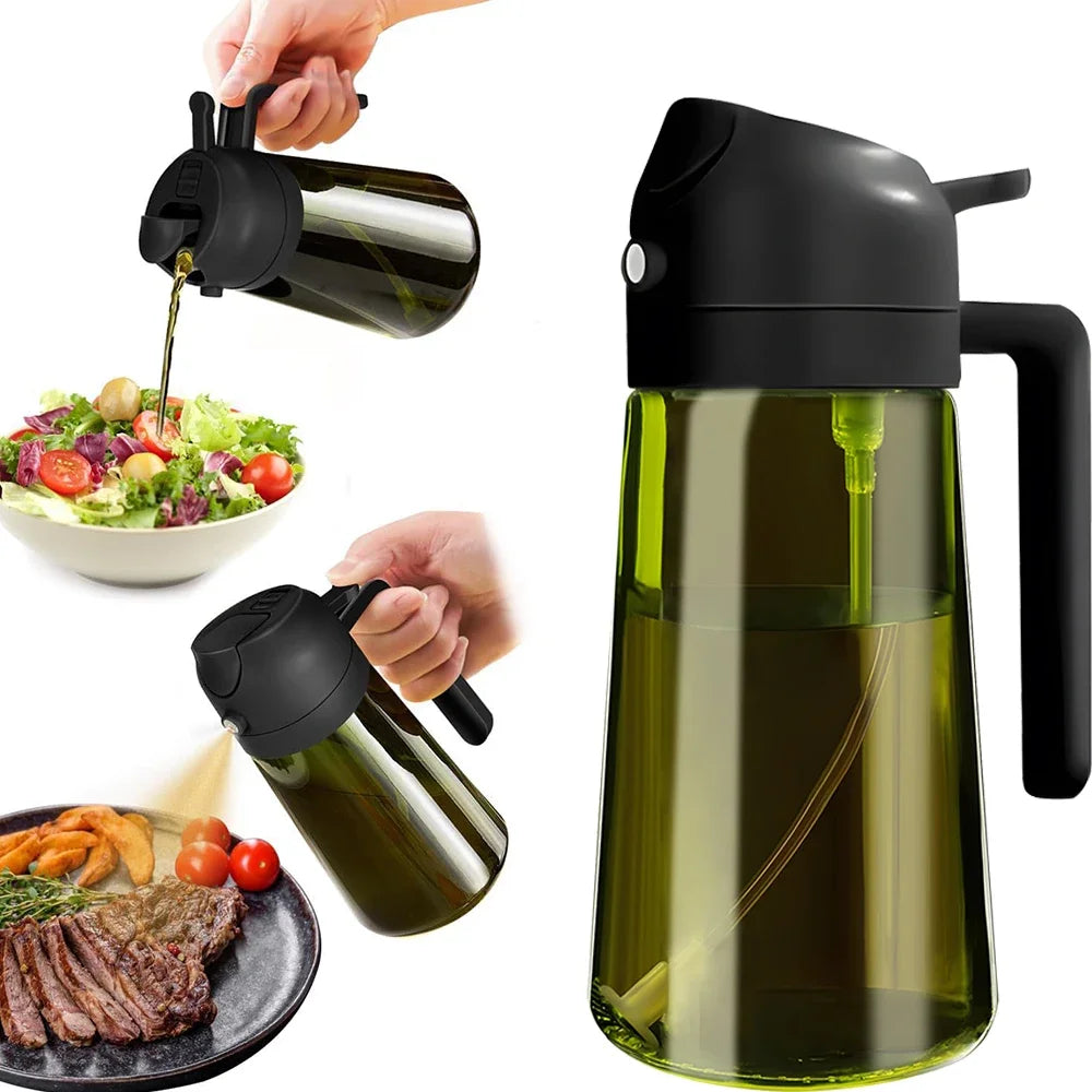 Oil Sprayer Bottle - 2-in-1 Glass Olive Oil Dispenser, 16 oz