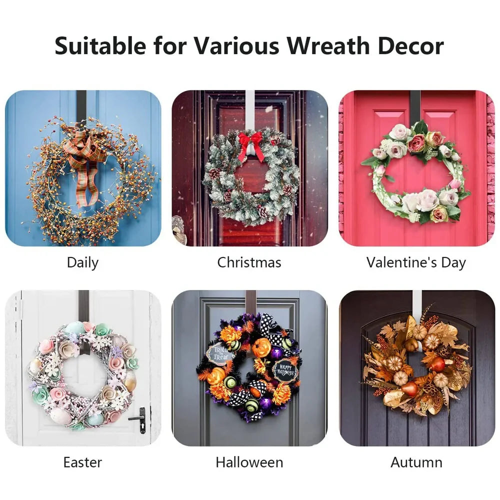 Wreath Hanger for Front Door - Adjustable Over-Door Metal Hook – image 4