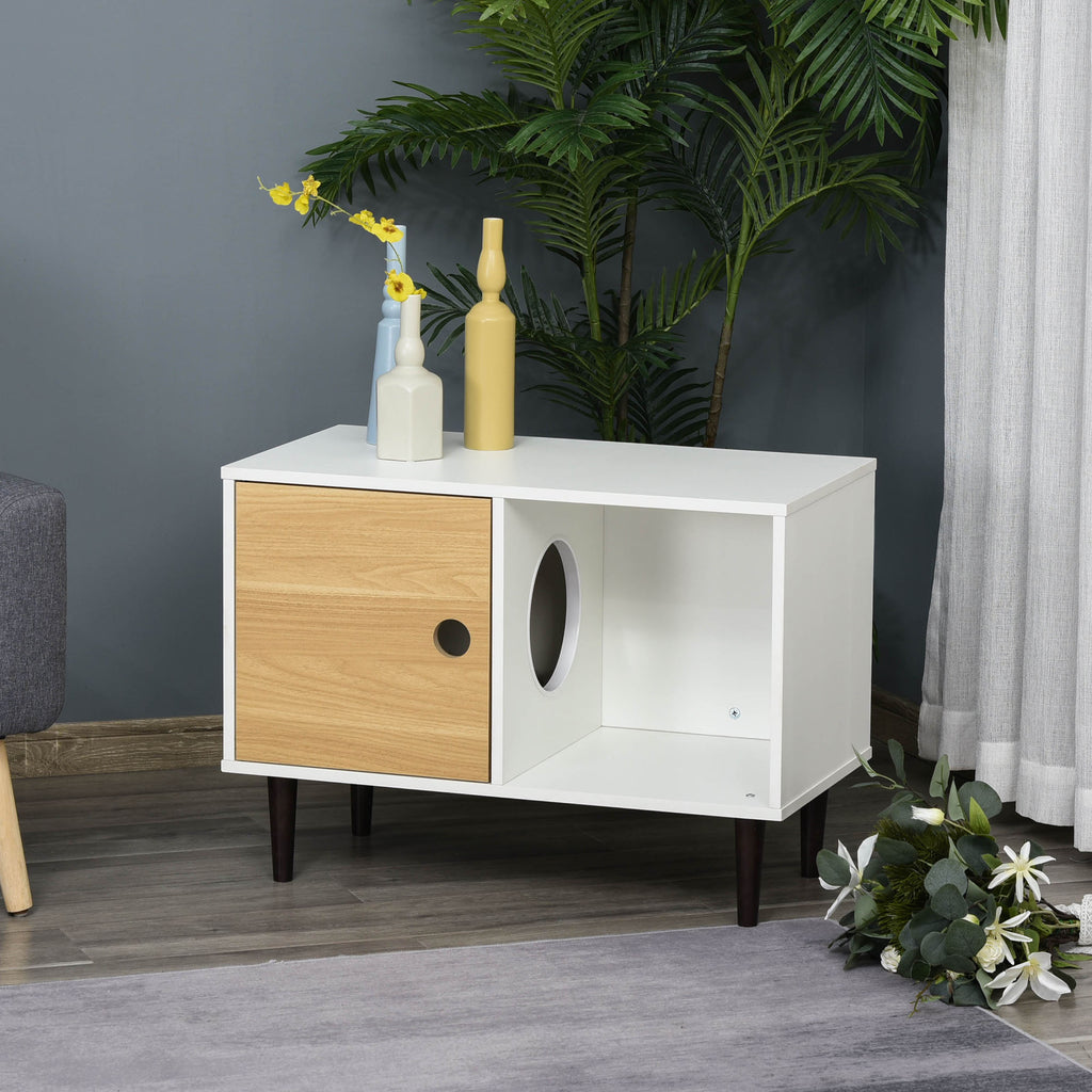 Wooden Cat House Side Table with Soft Cushion and Raised Legs – image 2