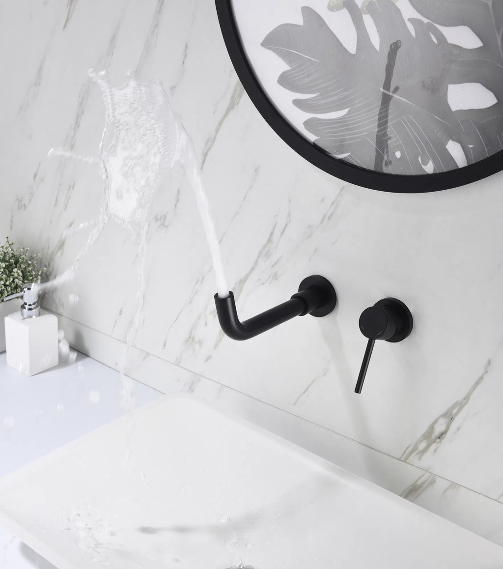 Wall Mounted Bathroom Sink Faucet, Single Handle with Pop-Up Drain – image 14