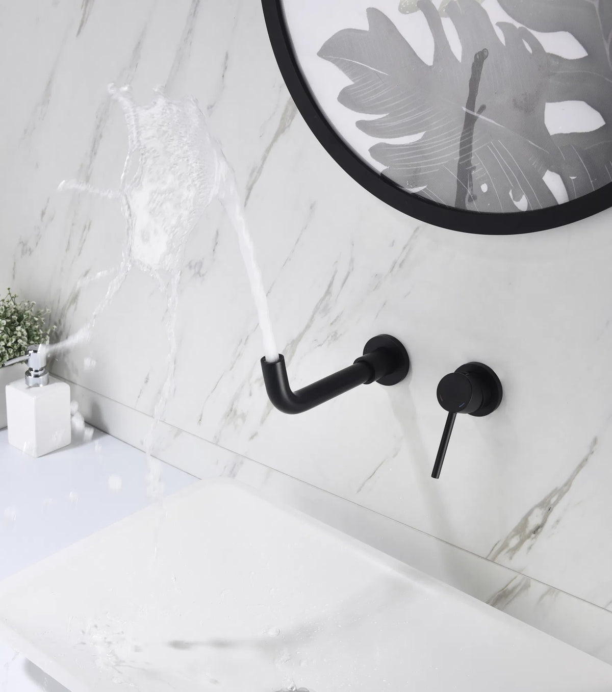 Wall Mounted Bathroom Sink Faucet, Single Handle with Pop-Up Drain – image 14