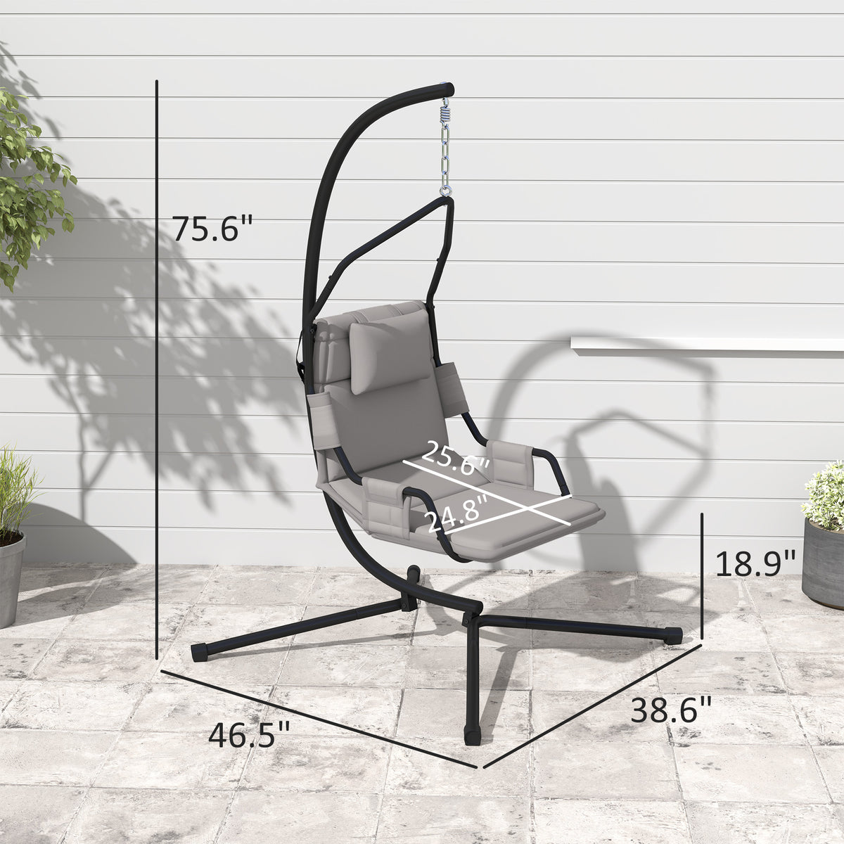 Hanging Swing Chair,Hammock Chair with Stand Andcoating Cushion,With Steel Frame for Indoor and Outdoor