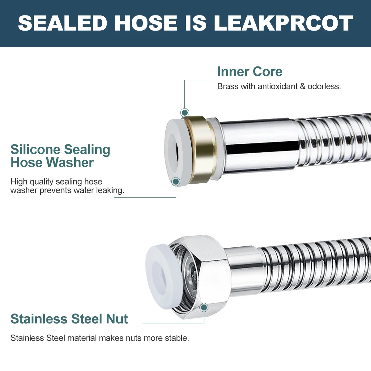 Stainless Steel 360° Shower Hose - 10 ft – image 3