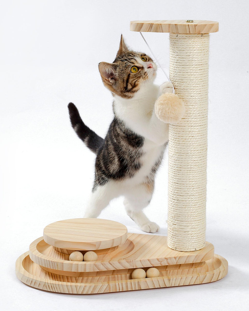 Cat Scratching Board with Ball Track Toy and Sisal Post