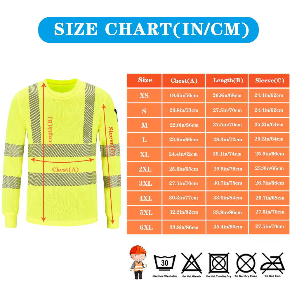 Workwear Hi-Vis Long Sleeve Safety Shirt with Reflective Tape – image 4