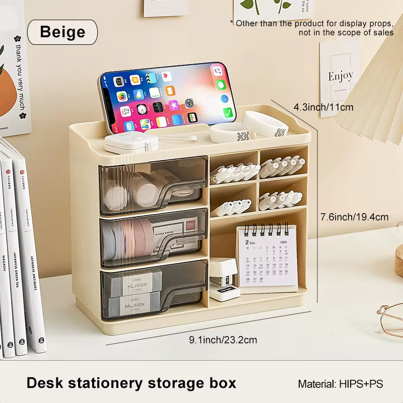 Desk Organizer Caddy with Pen Holder and 3 Drawers – image 5