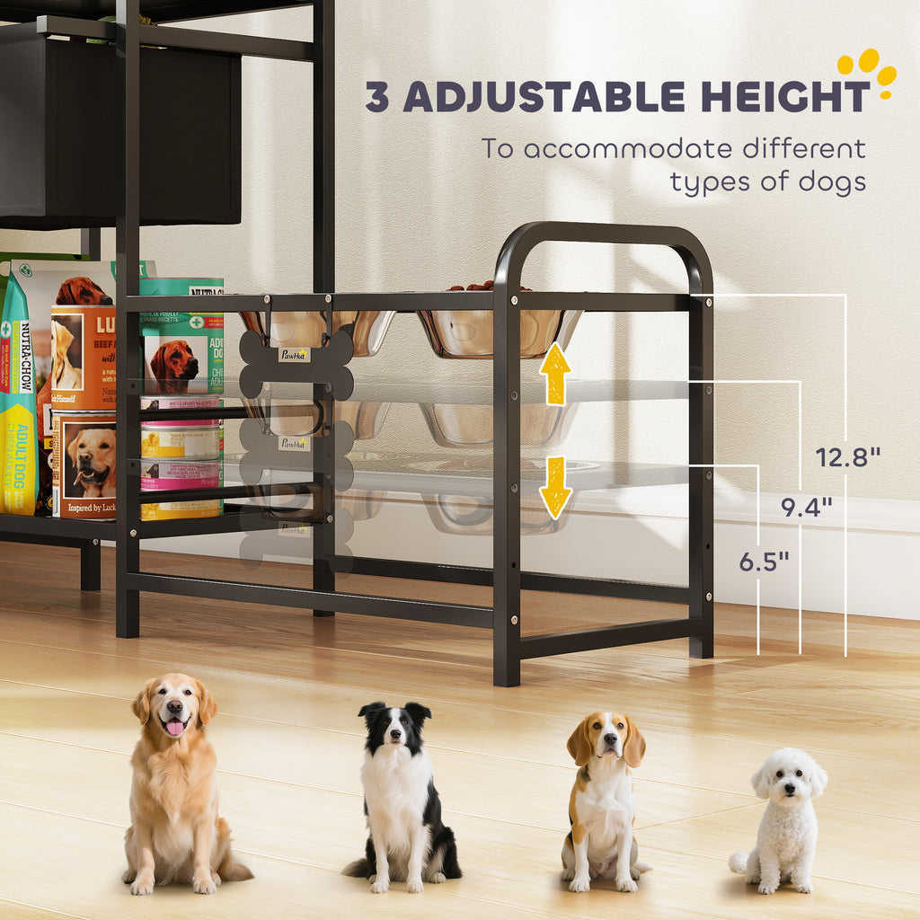 Multi-Dog Feeding Station with 4 Bowls, 3 Heights & Toy Bin – image 5