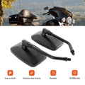 Rectangular Motorcycle Side Mirrors, 10mm Thread, Pair