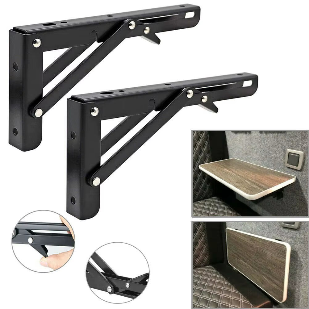 Folding Shelf Brackets - 2-Pack Stainless Steel Camper Table Brackets – image 2
